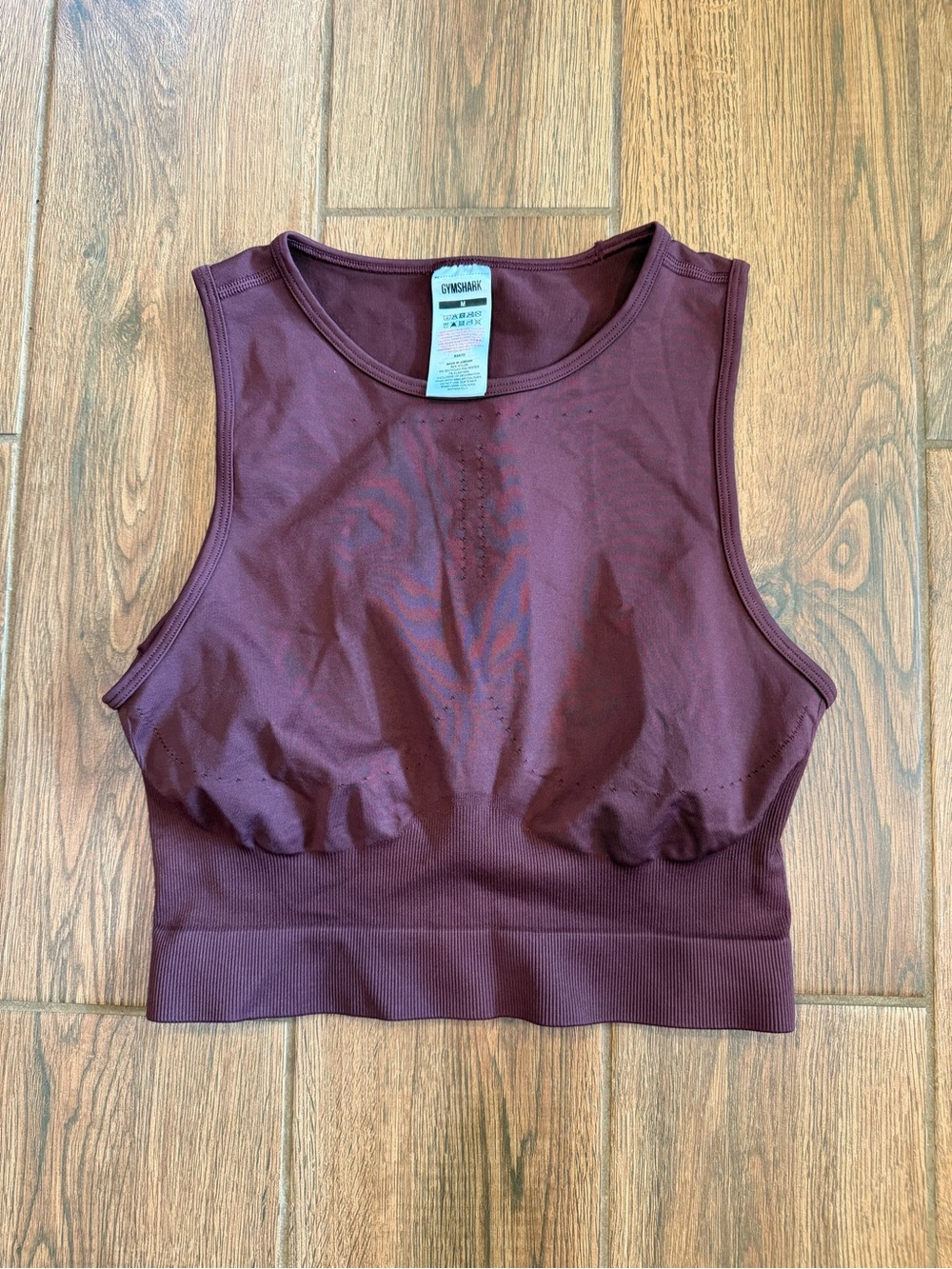 Gymshark Women’s Burgundy Solid Cropped Scoop Neck Stretch Tank Top Size M
